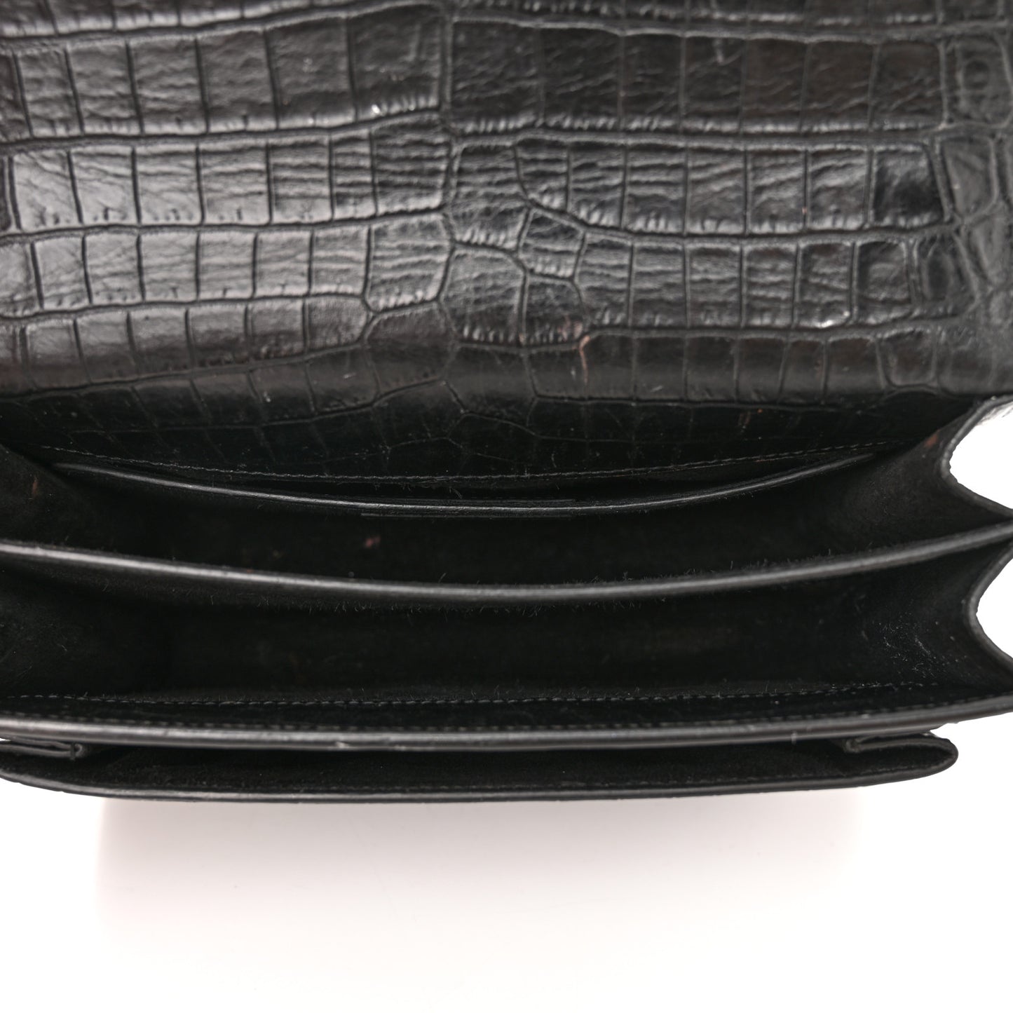 Calfskin Crocodile Embossed Medium Monogram Sunset Black