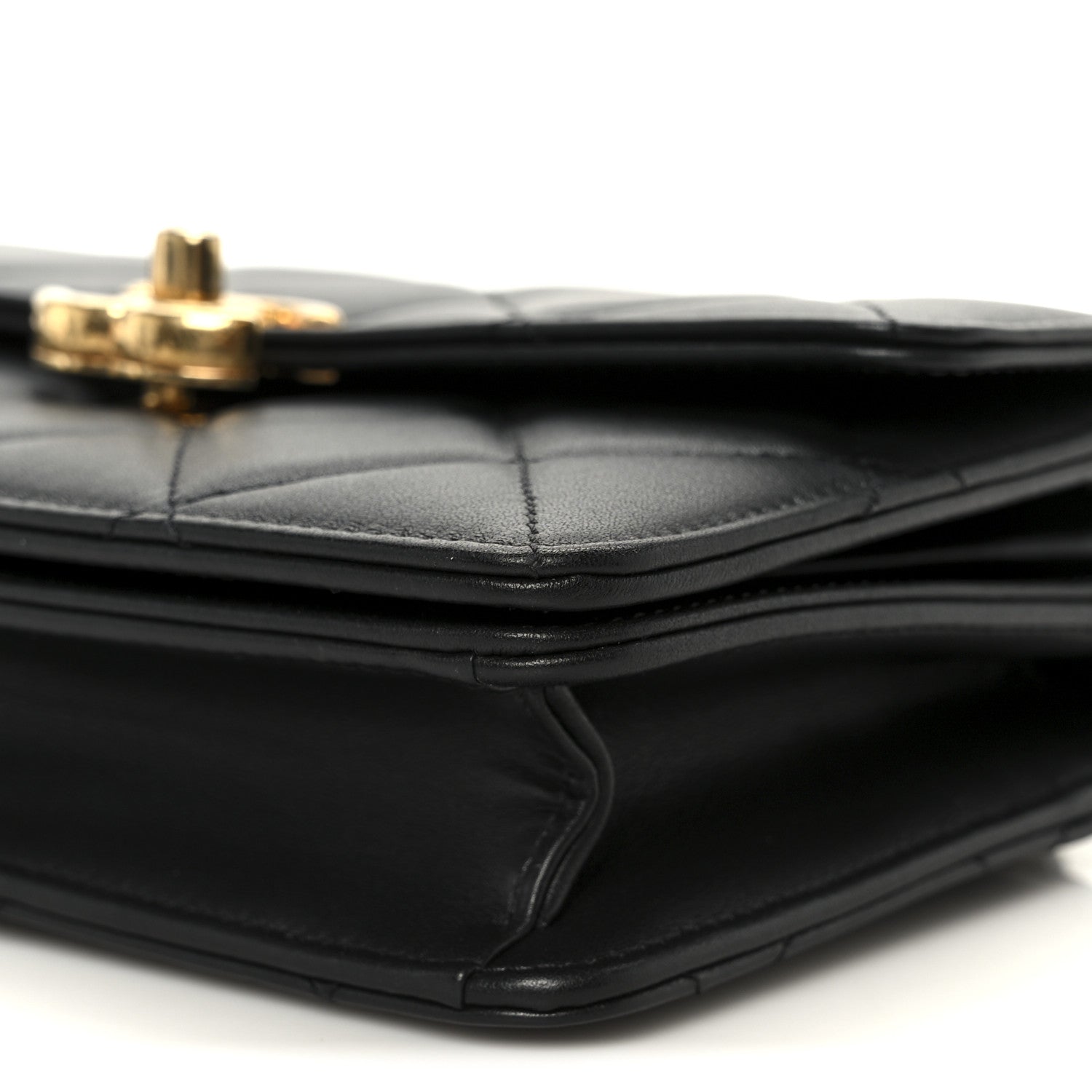 Chanel Shiny Calfskin Quilted Mini Metal Top Handle Flap Black 10 of 12