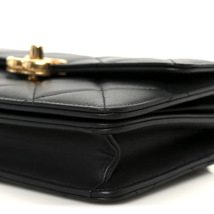 Chanel Shiny Calfskin Quilted Mini Metal Top Handle Flap Black 10 of 12