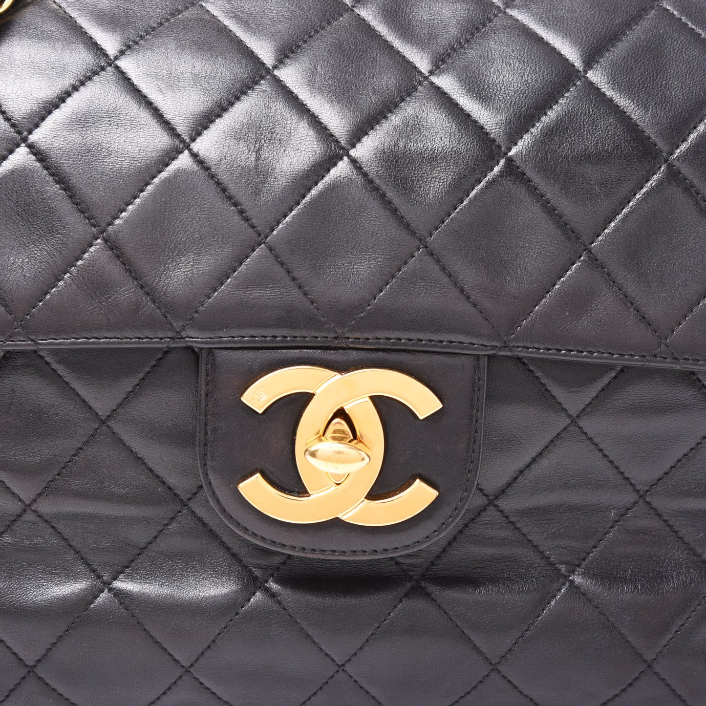 Lambskin Quilted Jumbo Single Flap Black