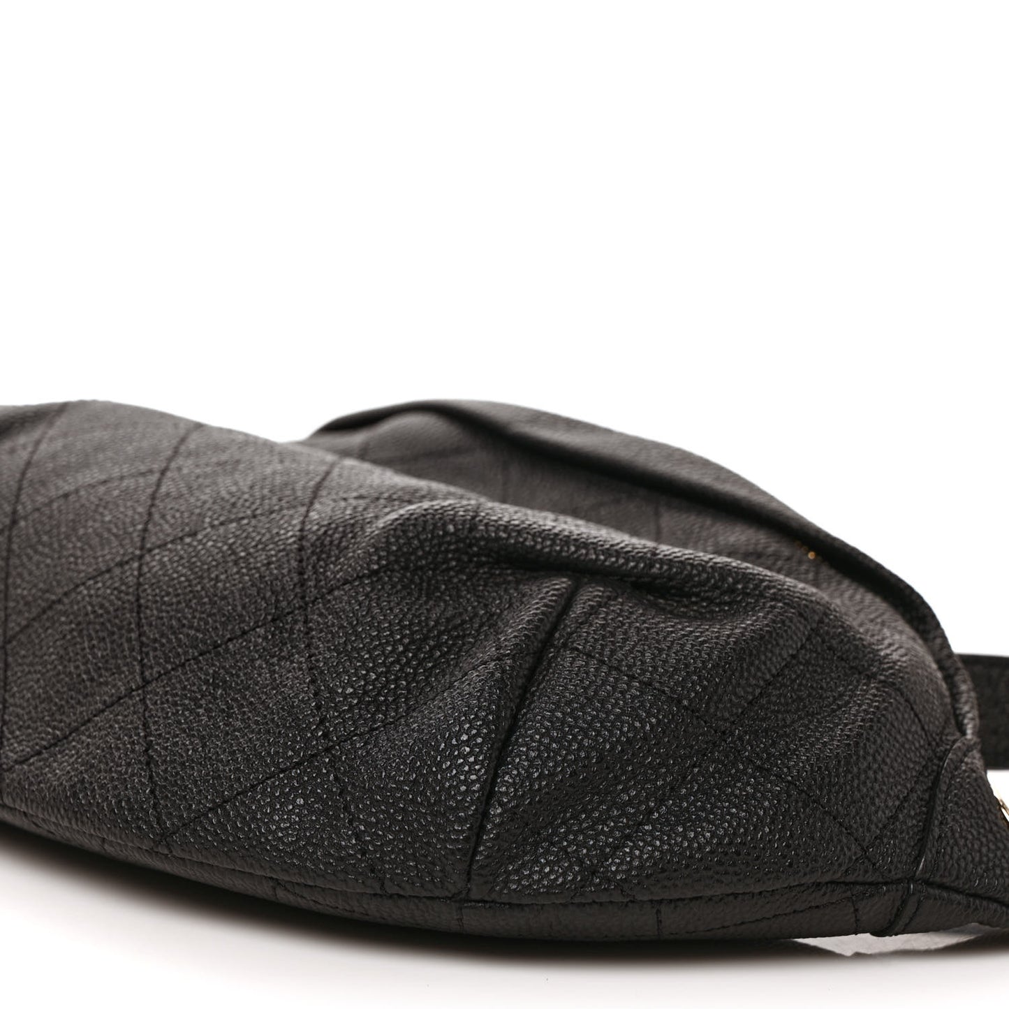 Caviar Stitched Banane Waist Bag Fanny Pack Black