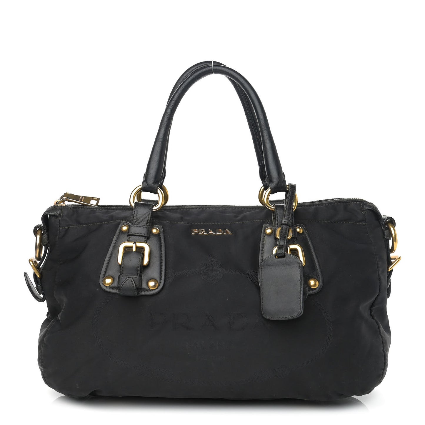 Tessuto Nylon Jacquard Logo Tote Black