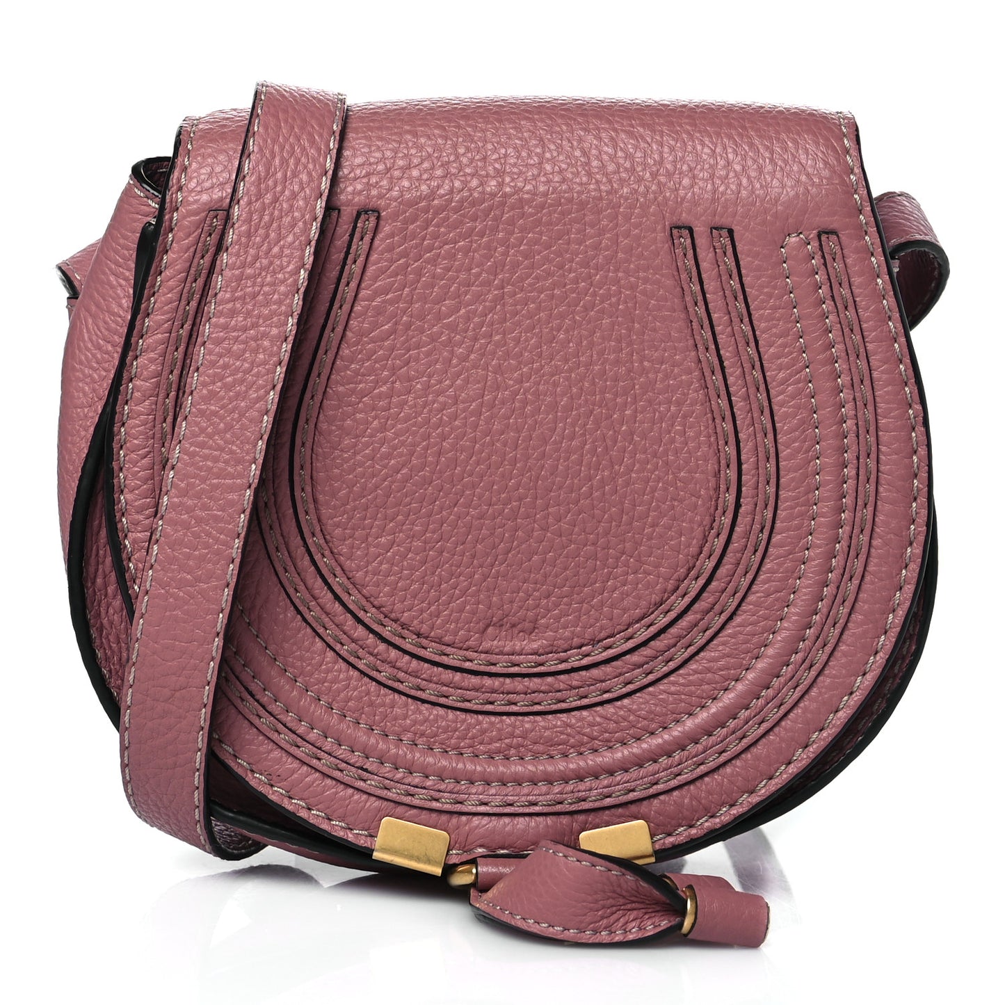 Calfskin Mini Marcie Round Crossbody Bag Rusty Pink