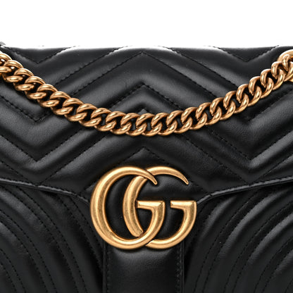 Gucci Calfskin Matelasse Small GG Marmont Shoulder Bag Black 7 of 9