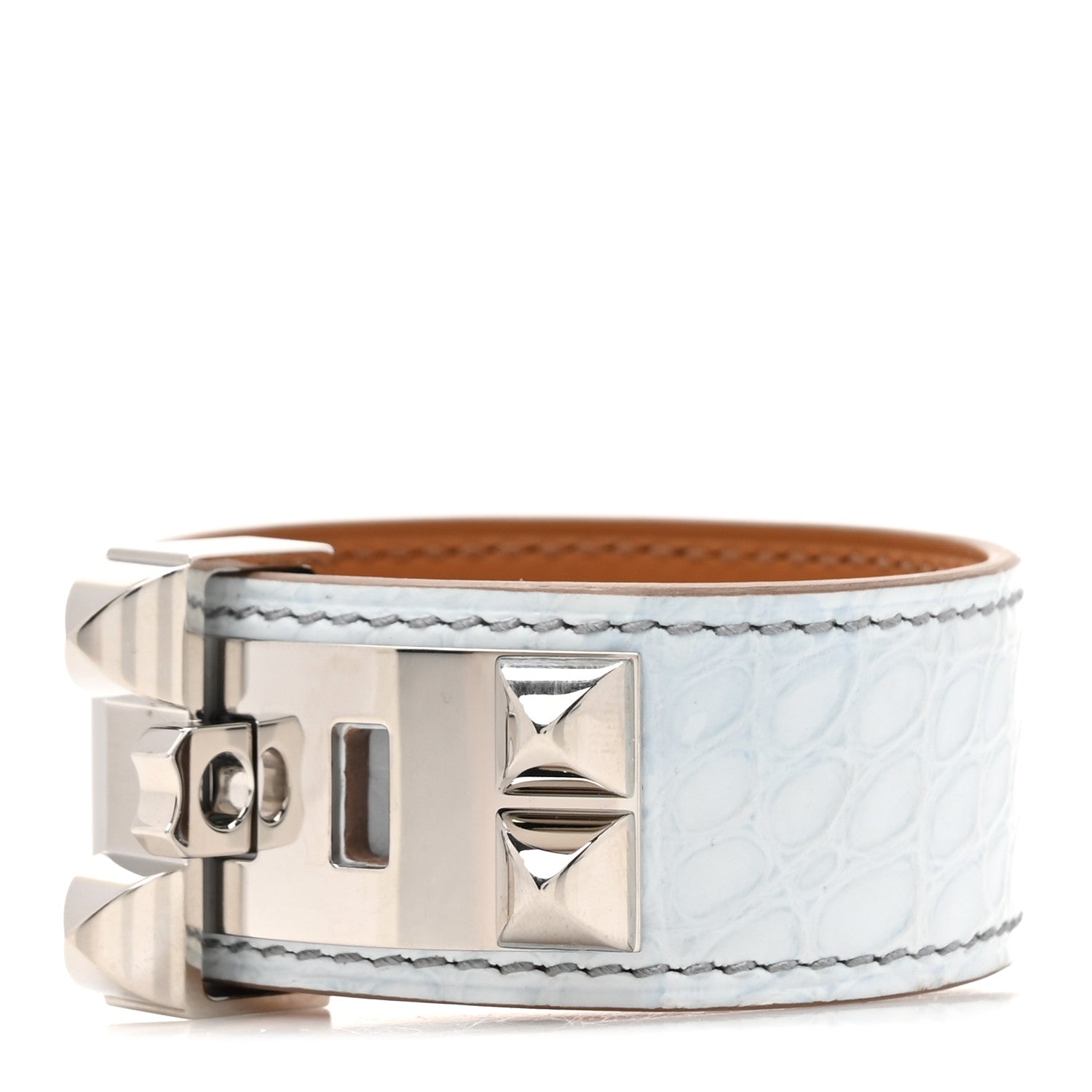 Hermes Matte Alligator Collier de Chien CDC 24 Bracelet T2 Bleu Brume 1 of 5