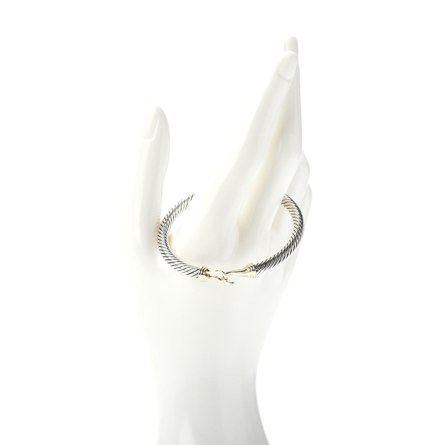Sterling Silver 14K Yellow Gold 5mm Cable Classic Buckle Bracelet