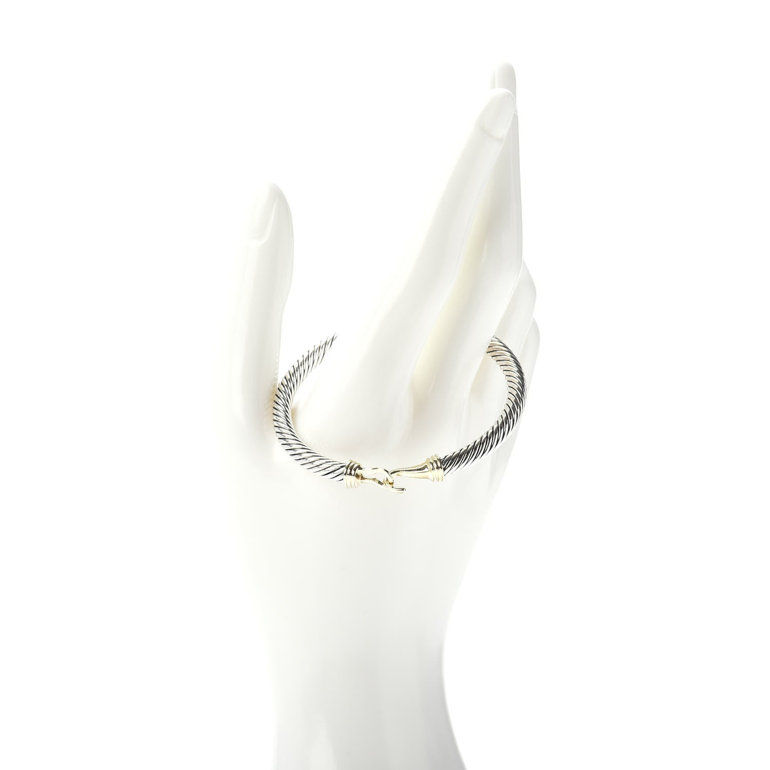 David Yurman Sterling Silver 14K Yellow Gold 5mm Cable Classic Buckle Bracelet 2 of 4