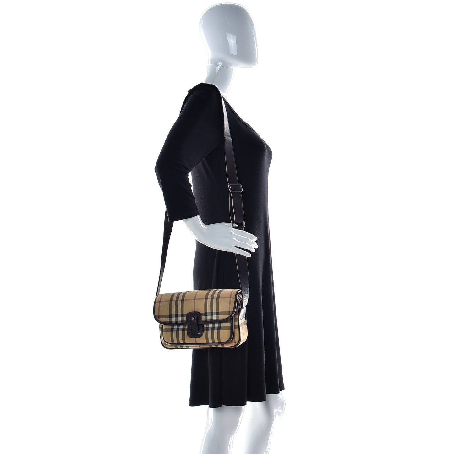 House Check Crossbody Camera Bag Antique Yellow Brown