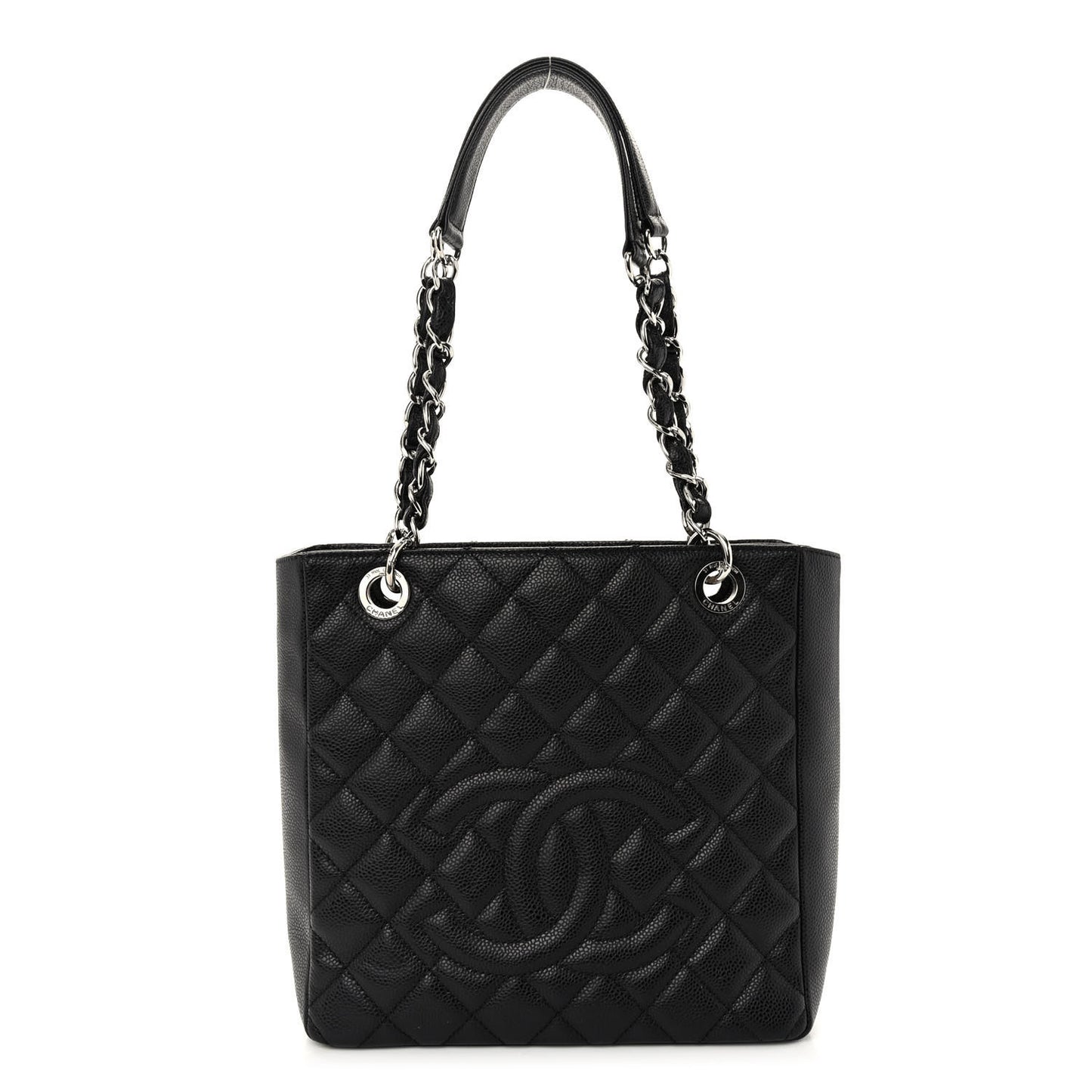 Caviar Quilted Petit Shopping Tote PST Black