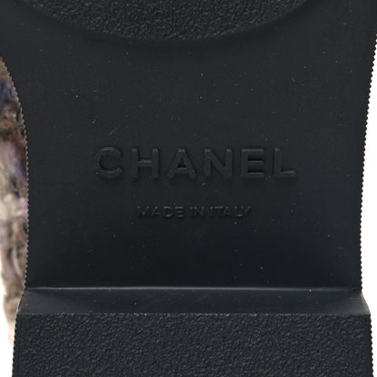 Chanel Tweed Calfskin Pearl Combat Short Boots 39 Beige Pink Black 8 of 9