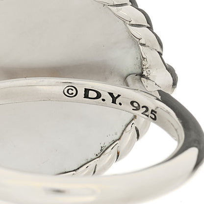 David Yurman Sterling Silver Mother Of Pearl Diamond Elements Ring 54 6.75 5 of 5