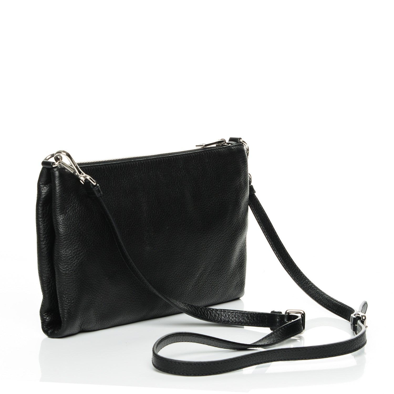 Prada Vitello Daino Zippered Crossbody Bag Black 3 of 6