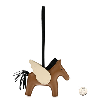 Hermes Milo Lambskin Grigri Rodeo Pegase Horse Bag Charm MM Sesame Black Nata 2 of 4