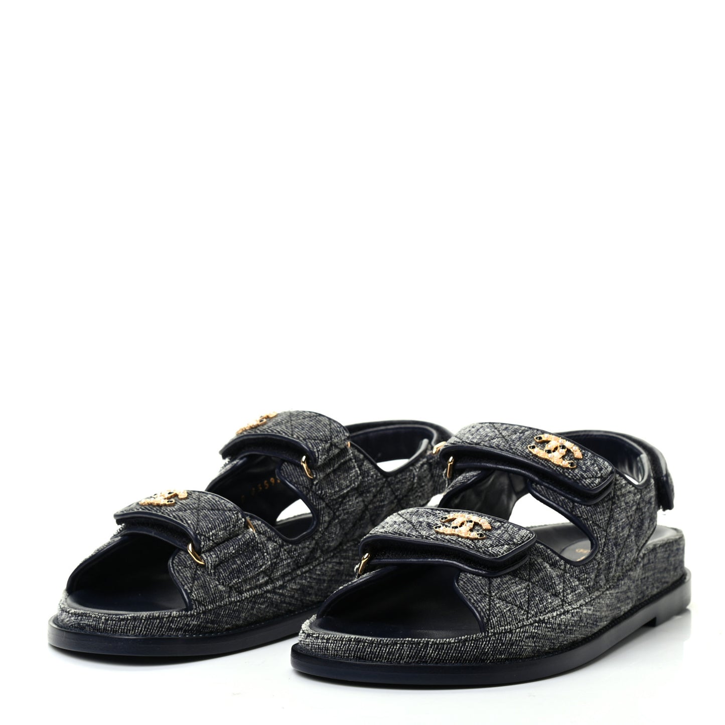 Denim Quilted Dad Sandals 36.5 Grey