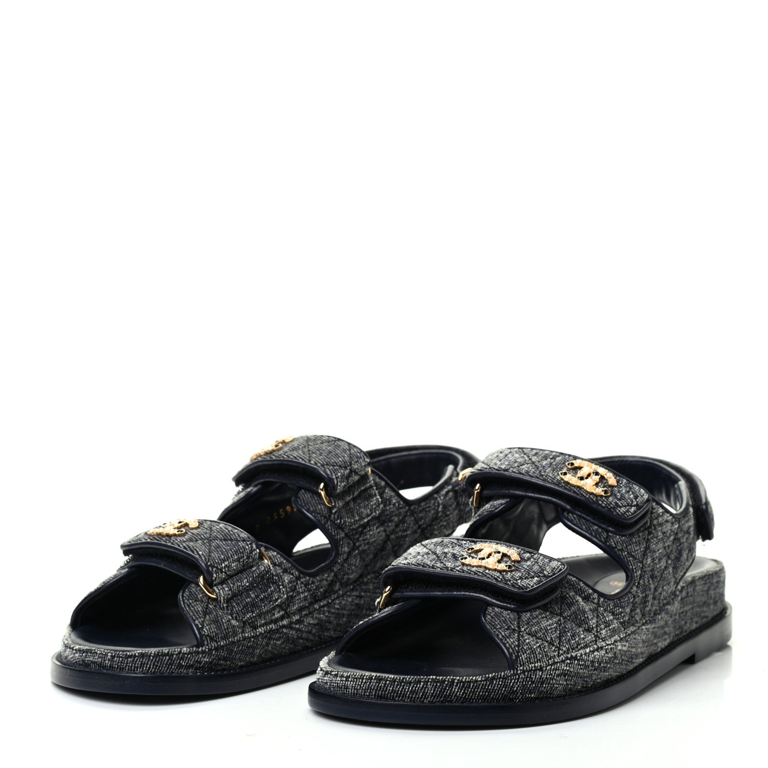 Chanel Denim Quilted Dad Sandals 36.5 Grey 3 of 9