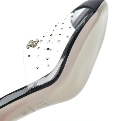 Chanel PVC Studded Grosgrain Cap Toe Pumps 38 Transparent Black 13 of 14