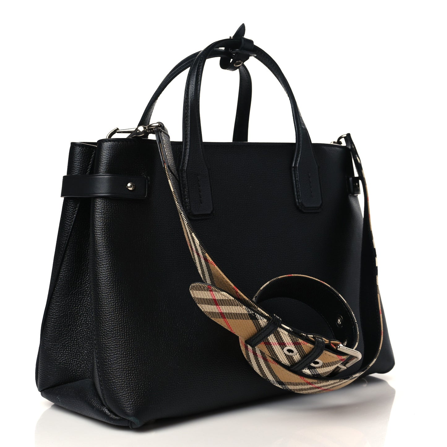 Derby Calfskin House Check Medium Banner Tote Black