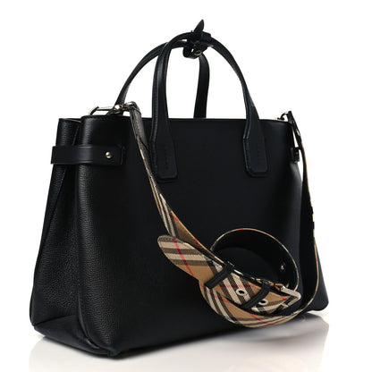 Burberry Derby Calfskin House Check Medium Banner Tote Black 4 of 9