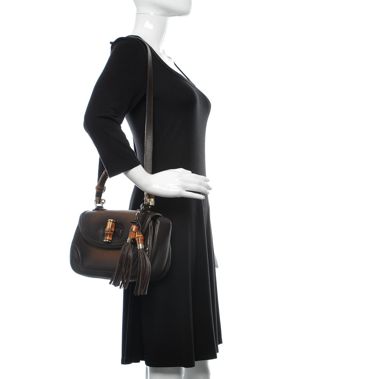 Saddle Soft Calfskin Sfumato Small New Bamboo Top Handle Bag Winter Leaf