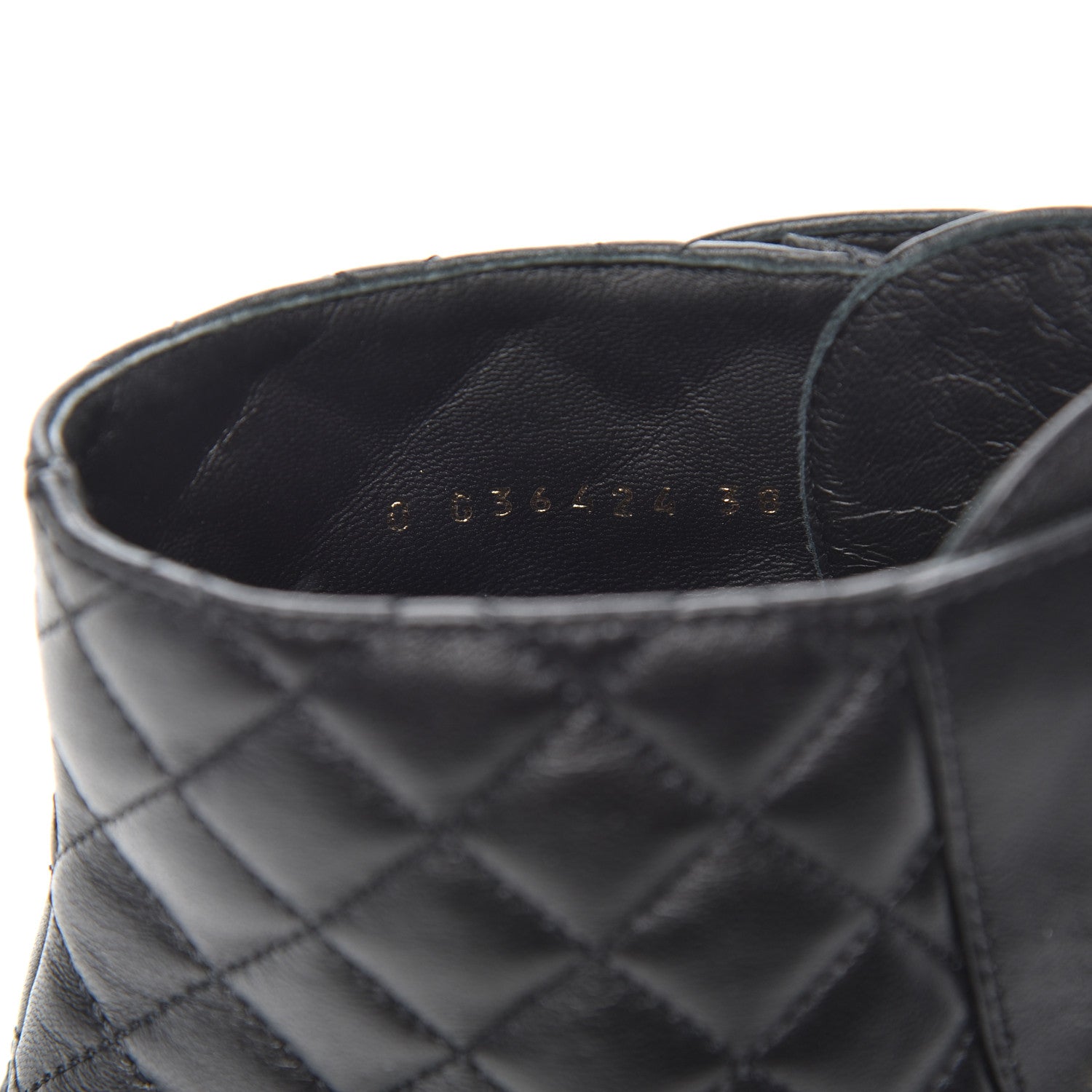 Chanel Shiny Lambskin Quilted Lace Up Combat Boots 38 Black 10 of 11