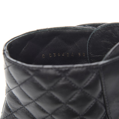 Chanel Shiny Lambskin Quilted Lace Up Combat Boots 38 Black 10 of 11