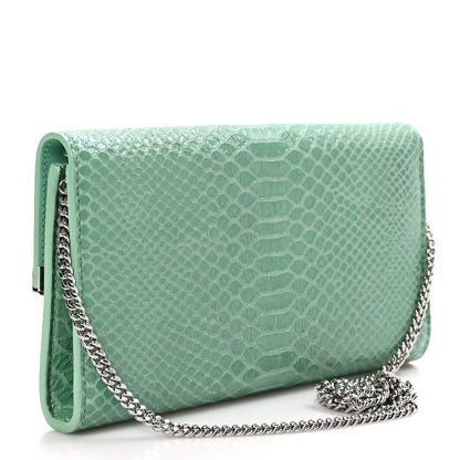 Jimmy Choo Snakeskin Embossed Chain Clutch Miami Mint 3 of 10