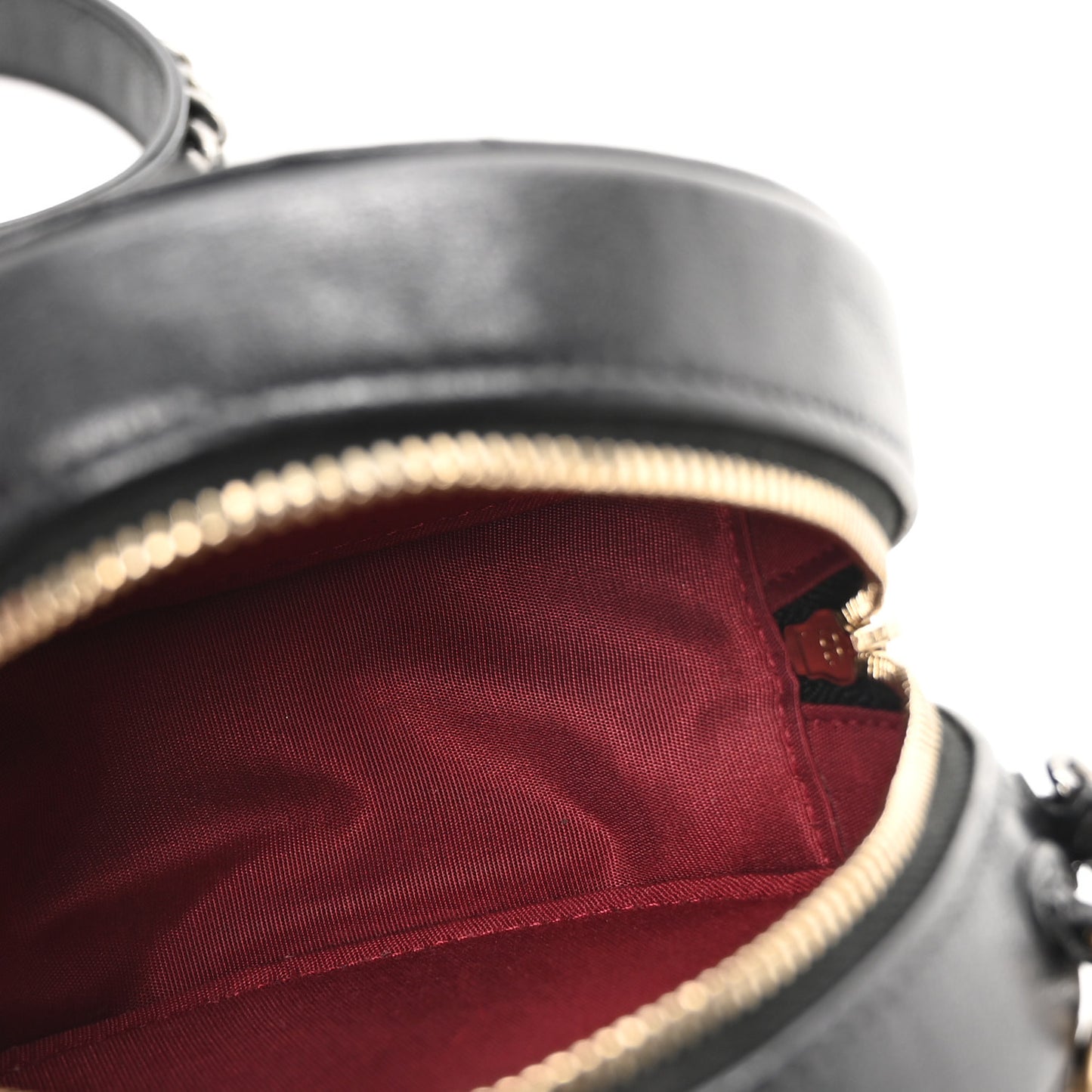 Shiny Goatskin Quilted Chanel 19 Round Clutch With Chain  Black