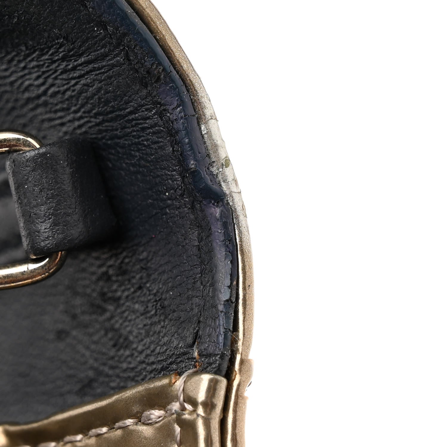 Christian Dior Metallic Patent Micro-Cannage Diorama Wallet on Chain Pouch Gold 11 of 12