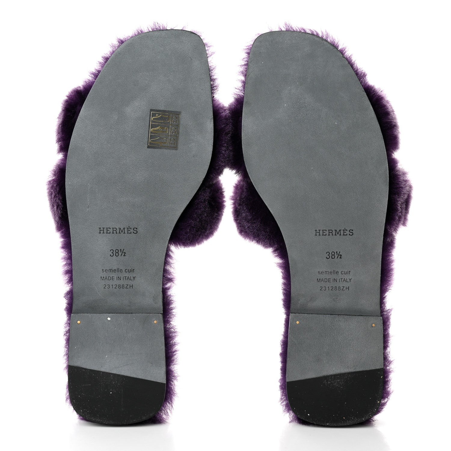 Hermes Woolskin Oran Sandals 38.5 Violet Fonce 5 of 10
