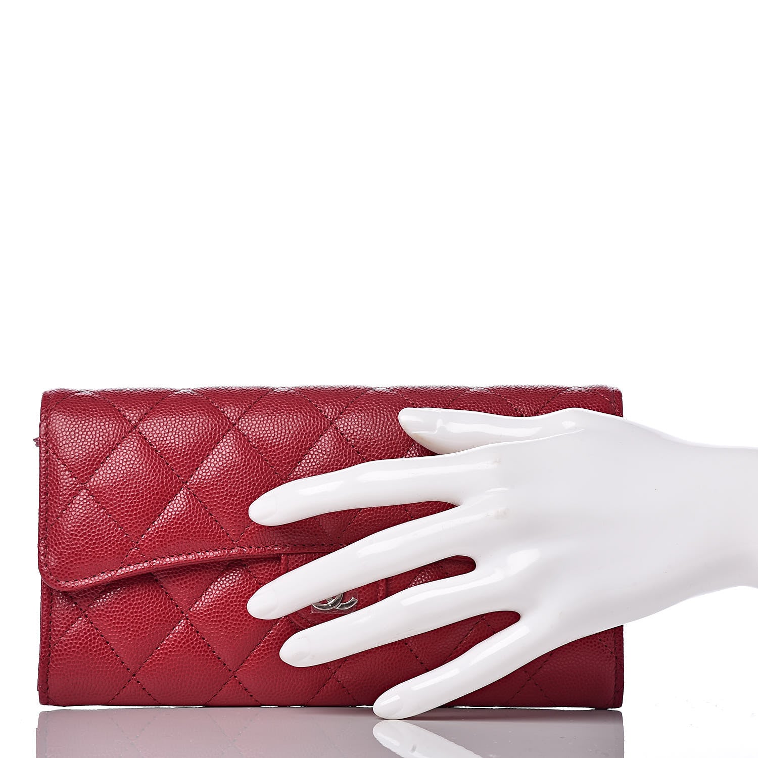 Chanel Caviar Quilted Large Gusset Flap Wallet Dark Red 2 of 8