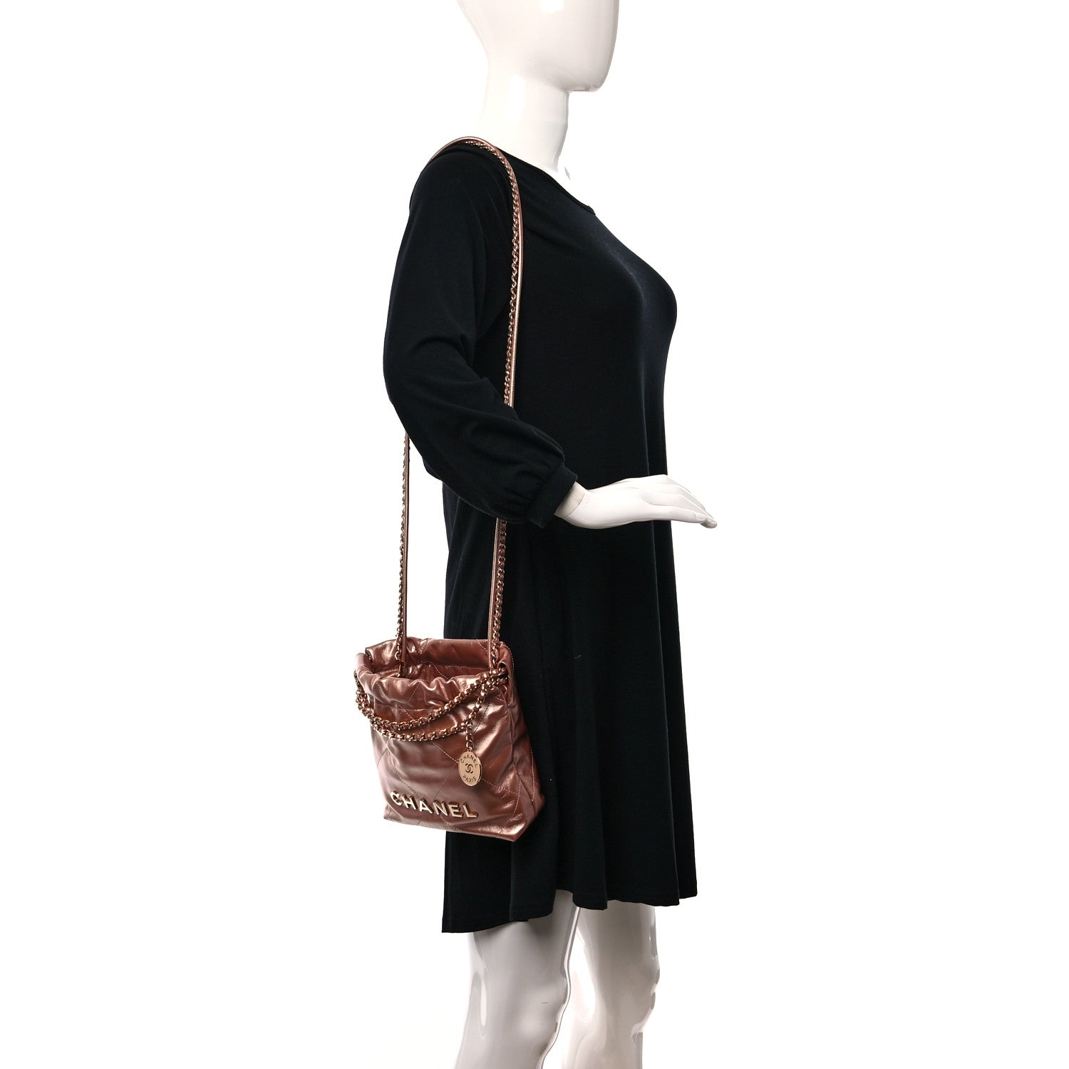 Chanel Metallic Calfskin Quilted Mini Chanel 22 Copper 2 of 12