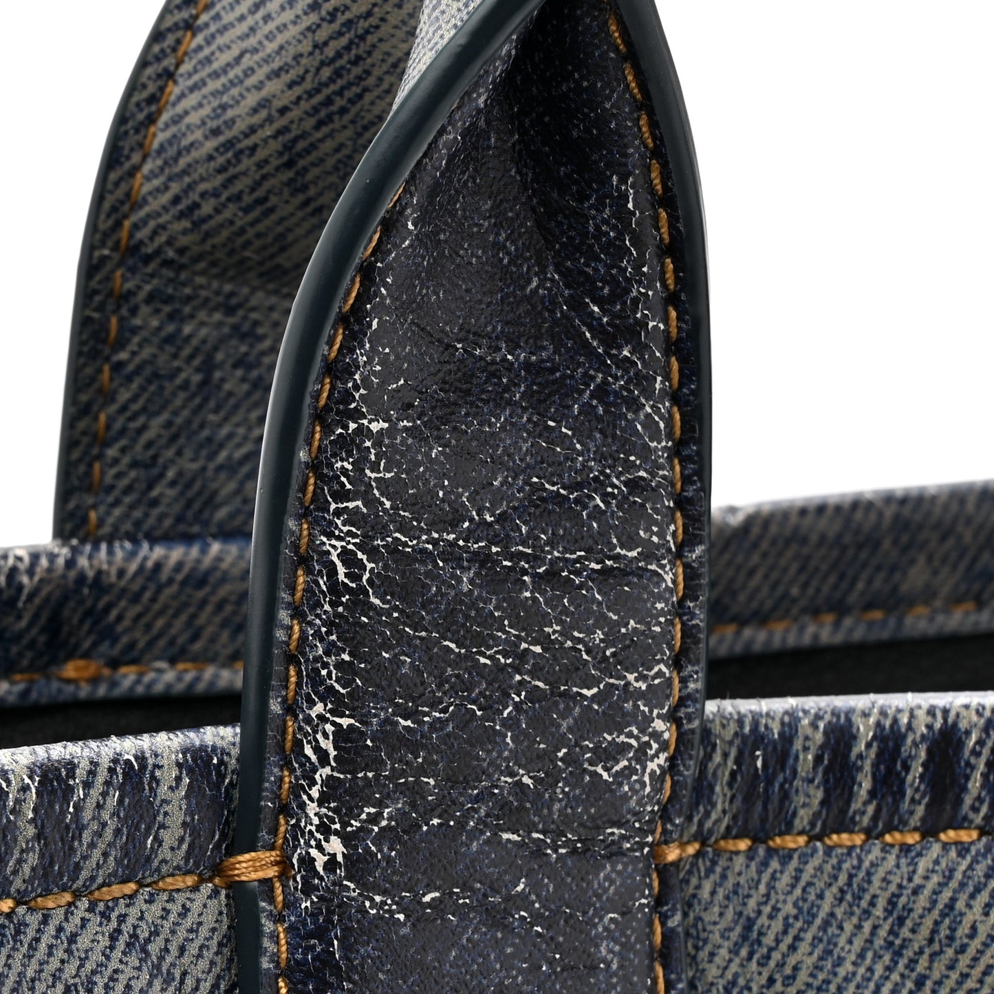 Denim Printed Calfskin Medium Tote Bag Blue