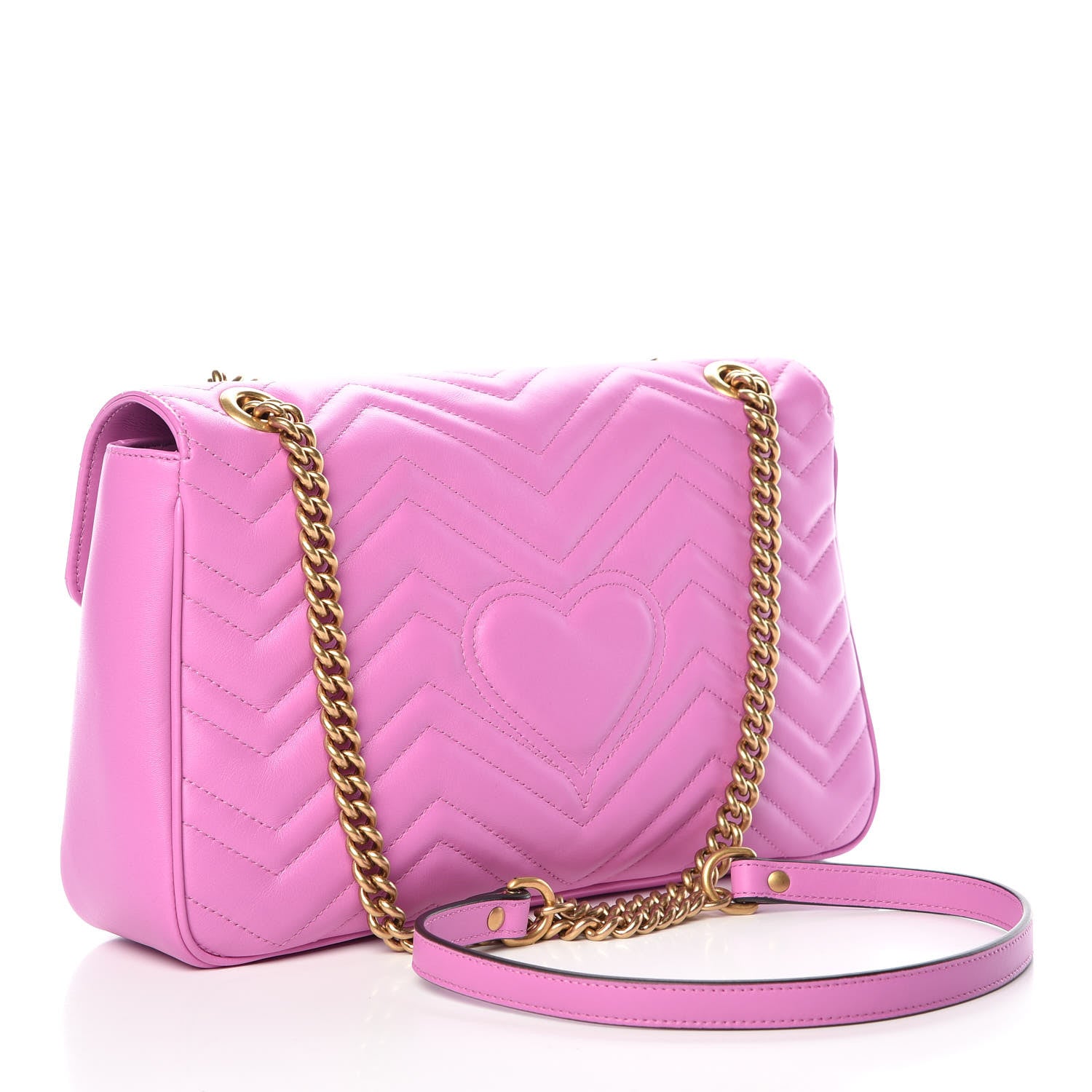 Gucci Calfskin Matelasse Medium GG Marmont Shoulder Bag Candy Mousse 3 of 12