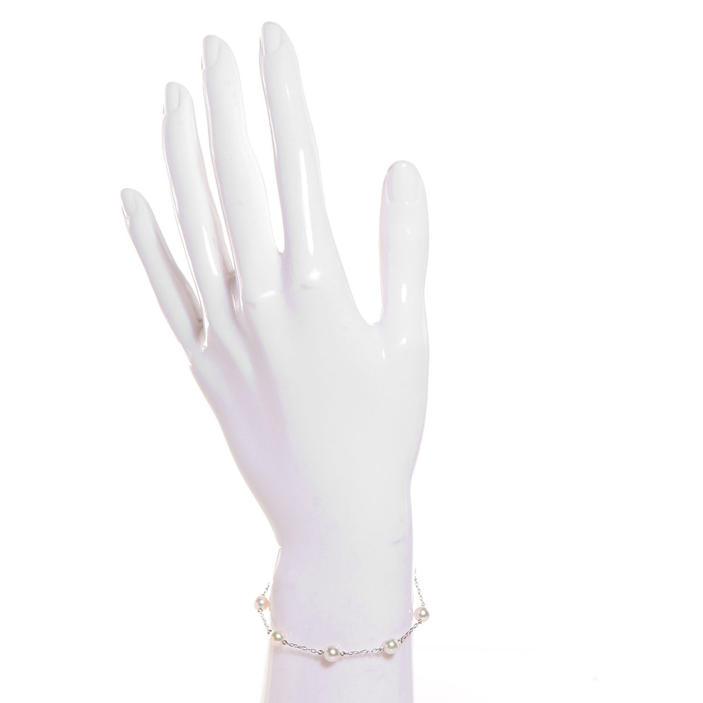 18K White Gold 5mm Akoya Pearl Station Bracelet