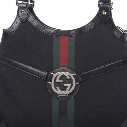 Gucci Monogram Web Reins Shoulder Bag Black 10 of 10