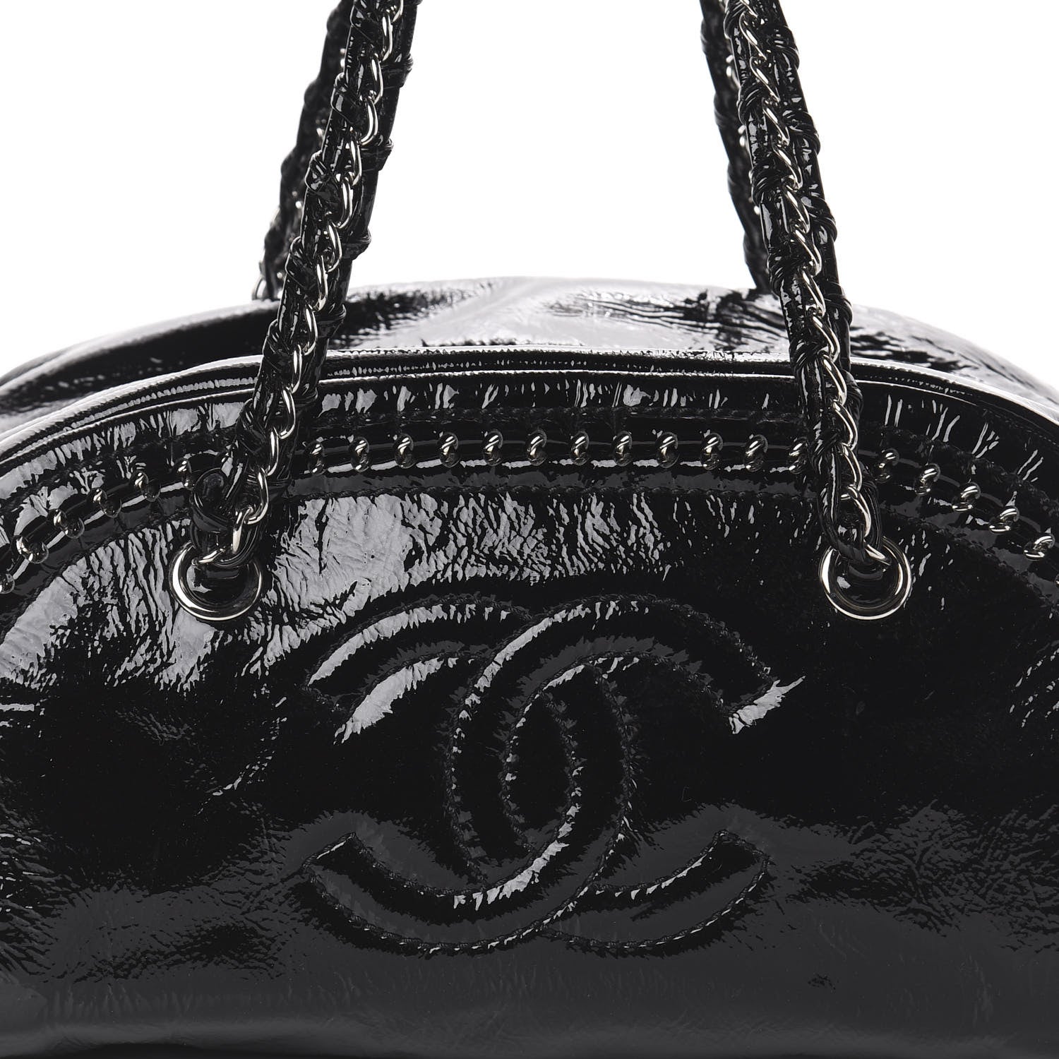 Chanel Patent Medium Luxe Ligne Bowler Black 7 of 9