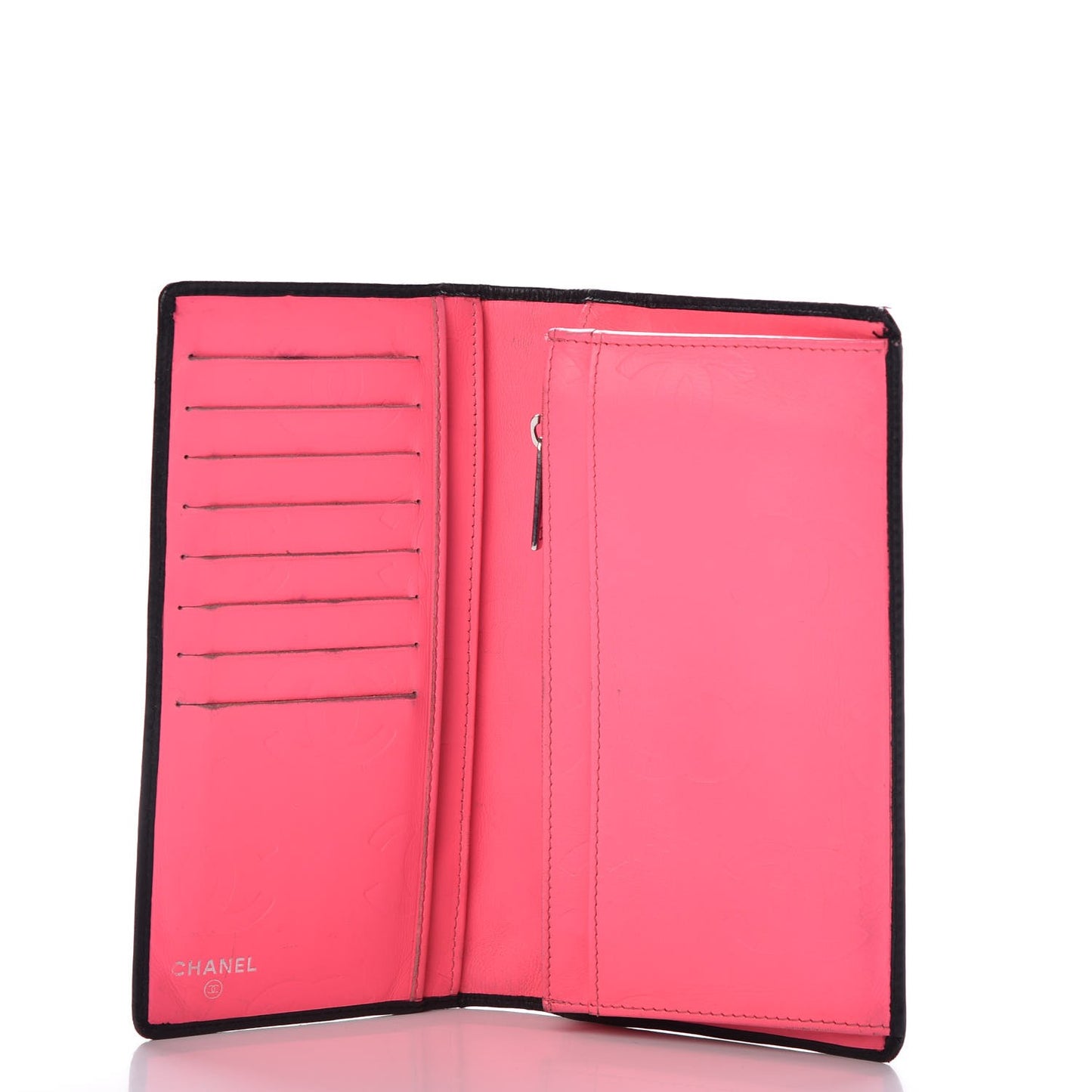 Calfskin Quilted Cambon Yen Wallet Black