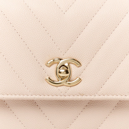 Chanel Caviar Lizard Embossed Chevron Quilted Mini Coco Handle Flap Light Pink 9 of 12