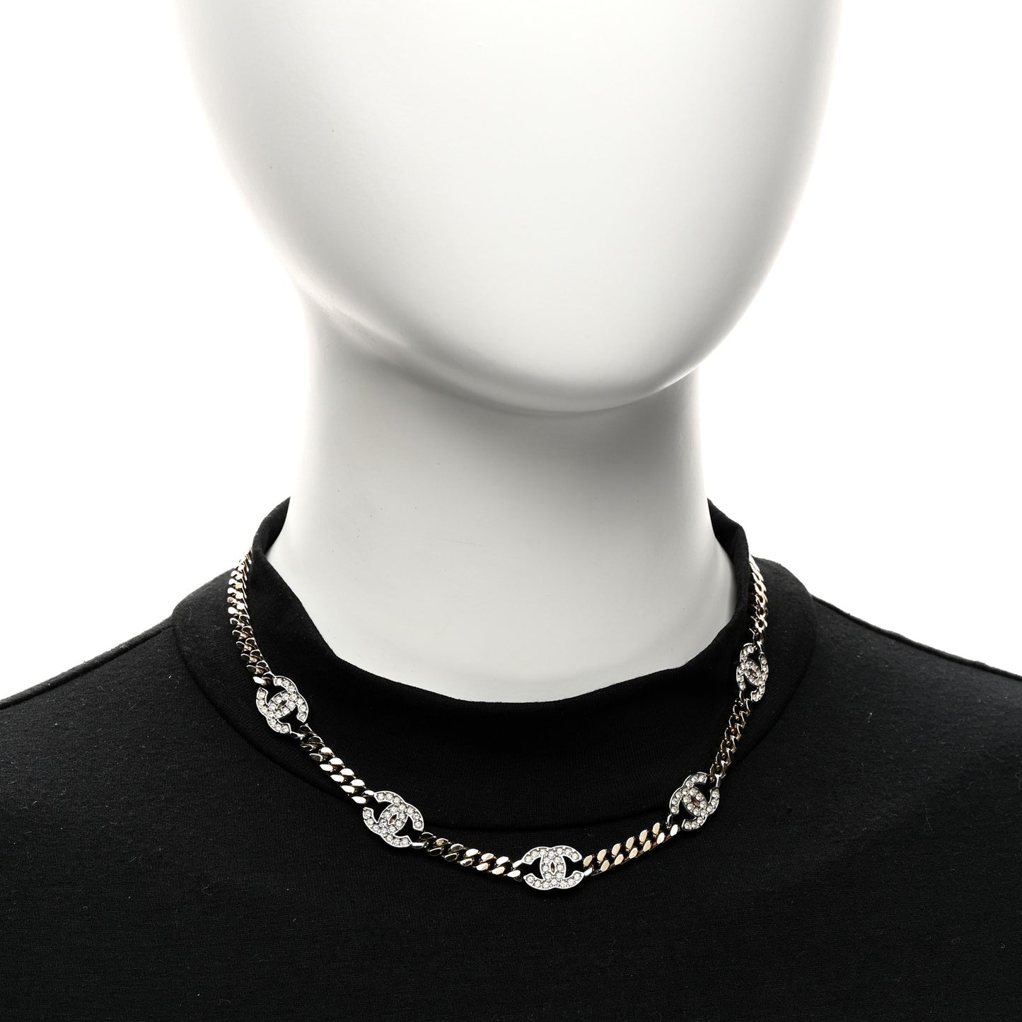 Crystal Chain CC Necklace Gold Silver