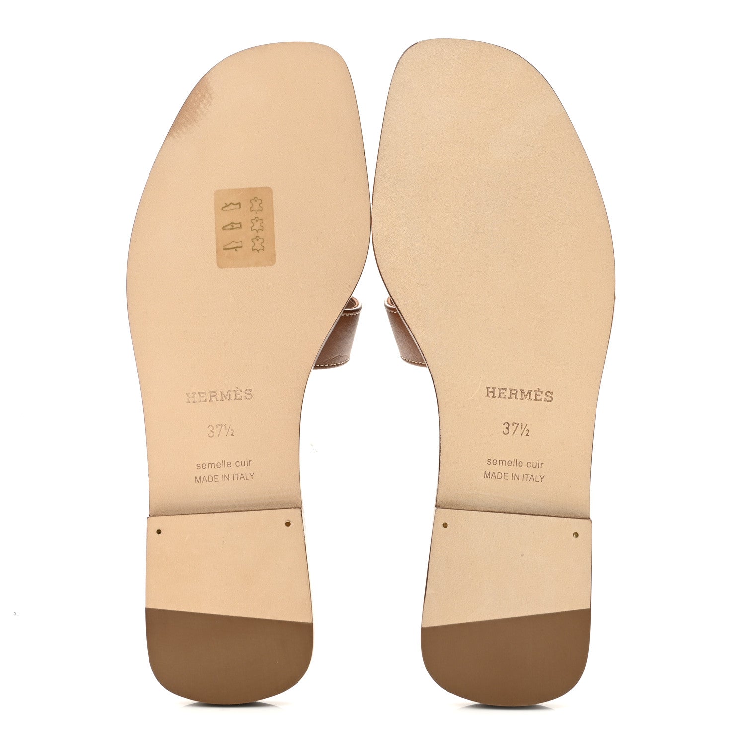 Hermes Box Calfskin Oran Sandals 37.5 Gold 6 of 10
