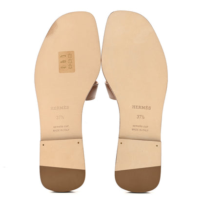 Hermes Box Calfskin Oran Sandals 37.5 Gold 6 of 10