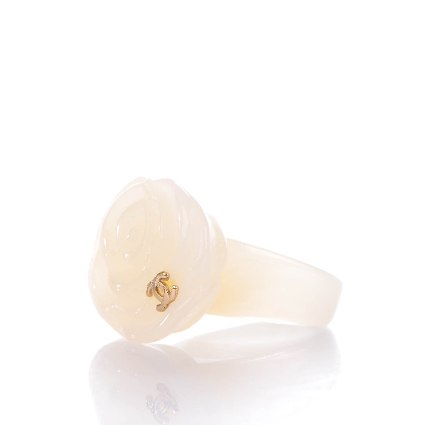 Resin CC Camellia Ring 6 Cream Gold