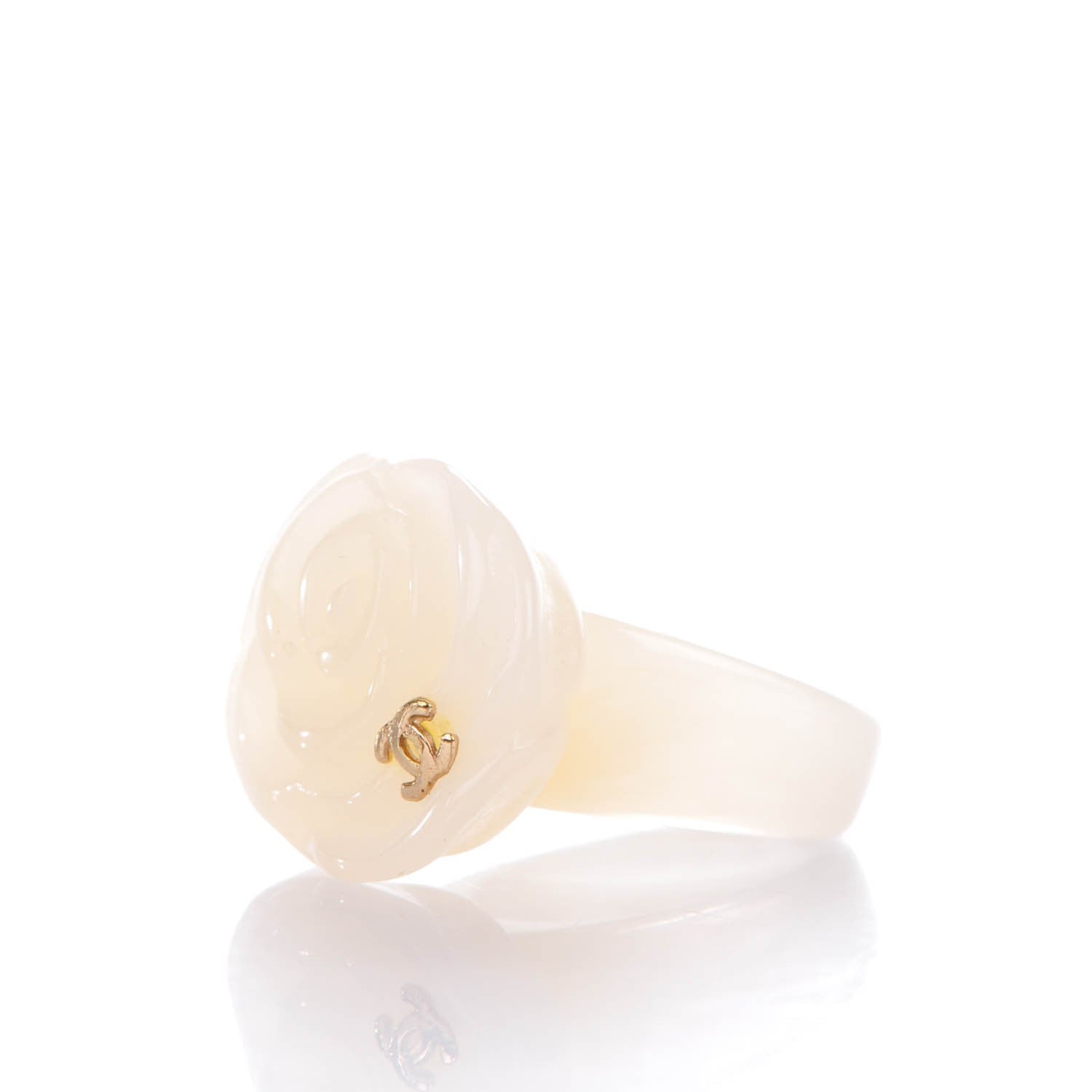 Chanel Resin CC Camellia Ring 6 Cream Gold 5 of 5