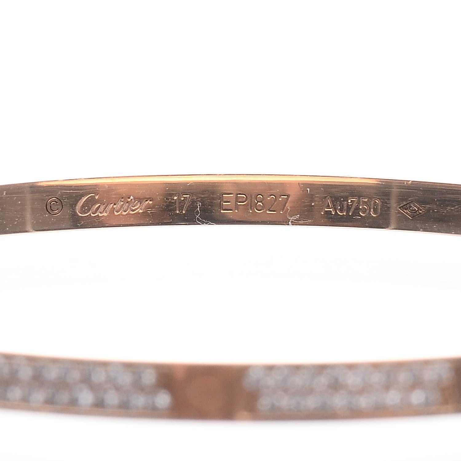 Cartier 18K Pink Gold Diamond Small LOVE Paved Bracelet 17 3 of 6