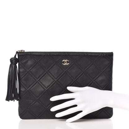 Chanel Calfskin Stitched Tassel CC Cosmetic Case Black 2 of 8