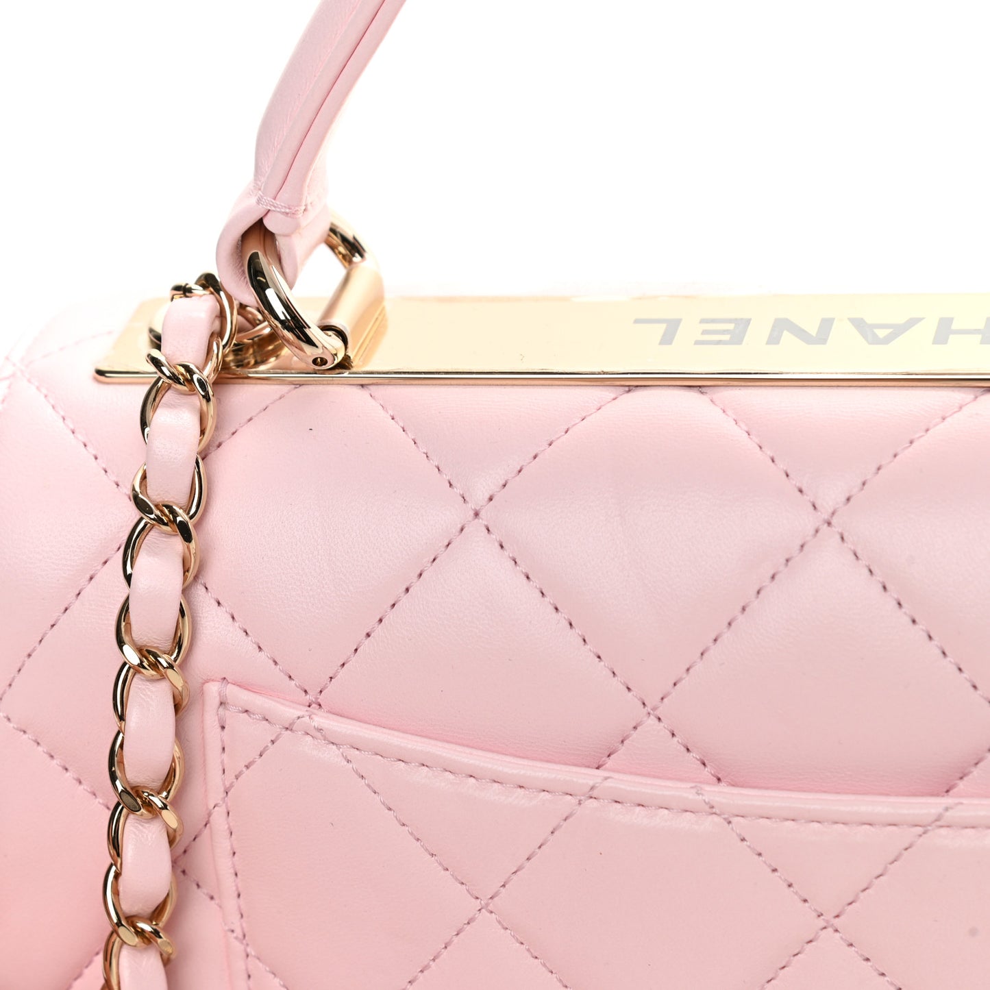 Lambskin Quilted Small Trendy CC Flap Dual Handle Bag Light Pink