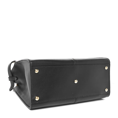 Fendi Vitello Seta Glazed Fabric FF 1974 Medium Peekaboo X-Lite Black Mogano Panna 4 of 9