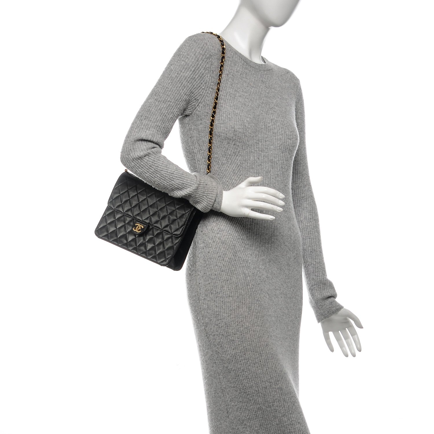 Chanel Lambskin Quilted Medium Single Flap Black 2 of 7
