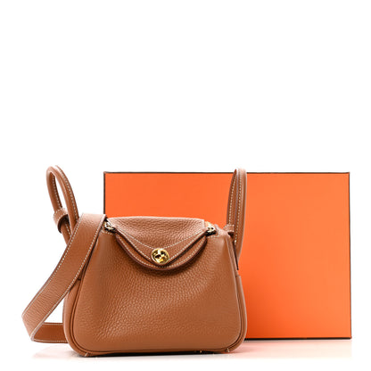Hermes Taurillon Clemence Mini Lindy 20 Gold 13 of 13