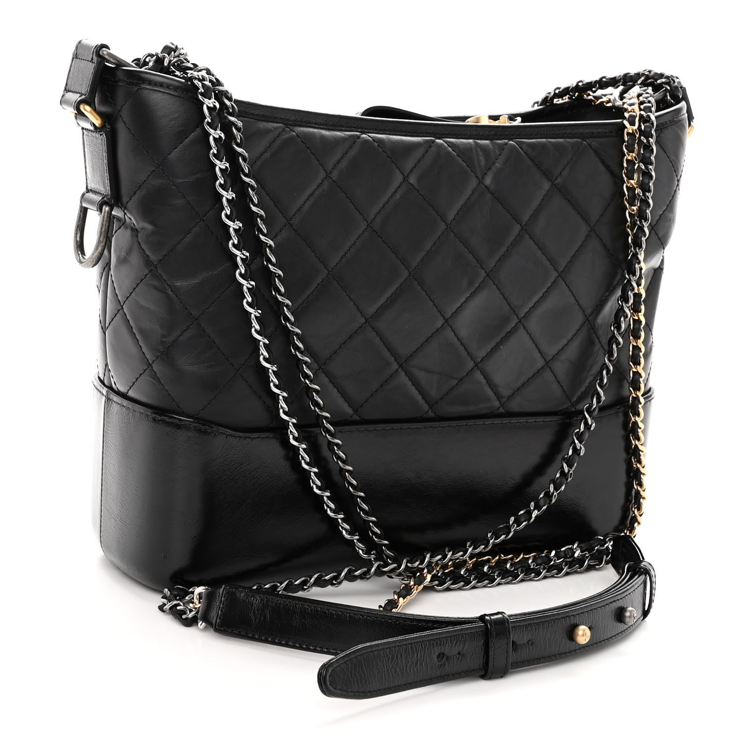 Chanel Aged Calfskin Quilted Medium Gabrielle Hobo Black 3 of 11